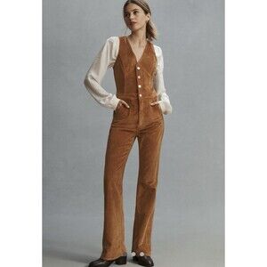 Anthropologie Pilcro Corduroy Vest Jumpsuit Size 8 Excellent Condition